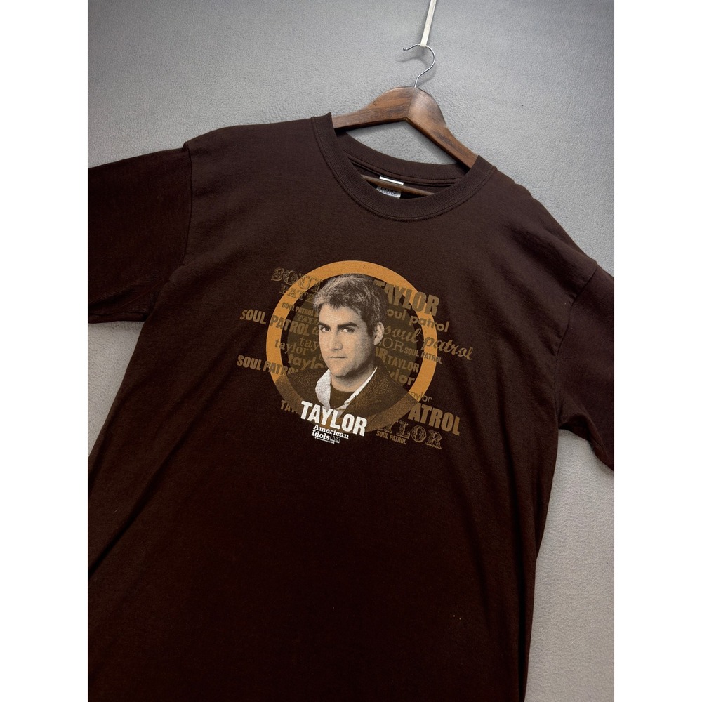 VTG American Idol Live‎ Tour 2006 T-Shirt Regular Fit L Brown Taylor Hicks Y2K